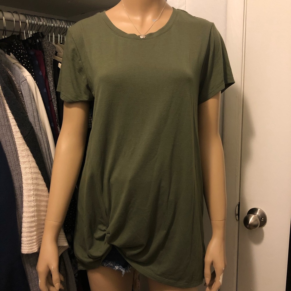 Oversized Medium Green Side-Twisted T-shirt